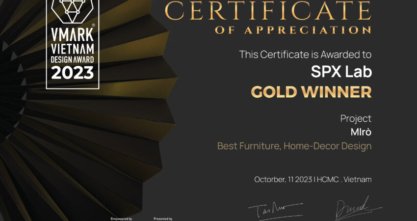 certificate golden winner mirò vmark 2023